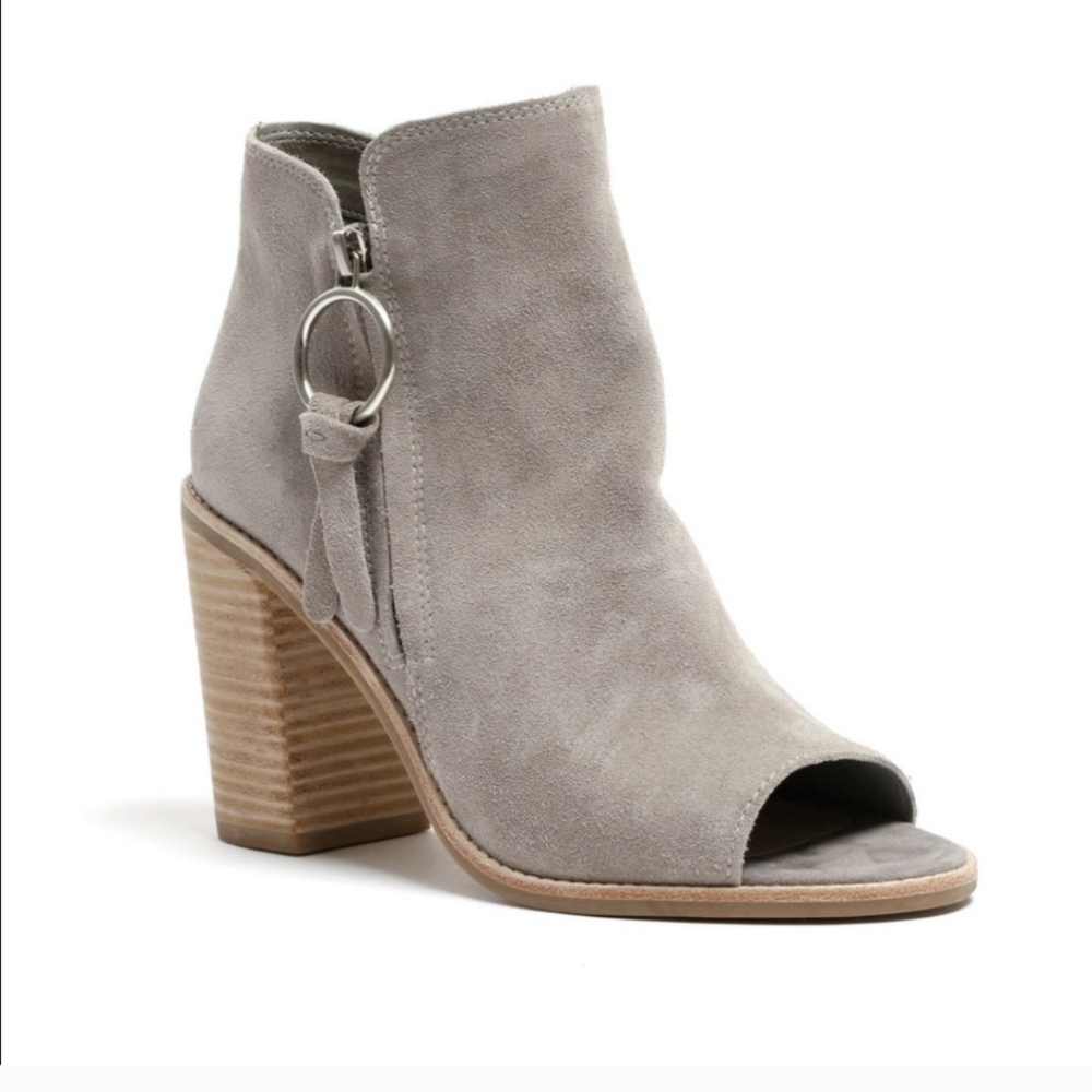 Dolce Vita Luis Grey Suede Peep Toe Bootie